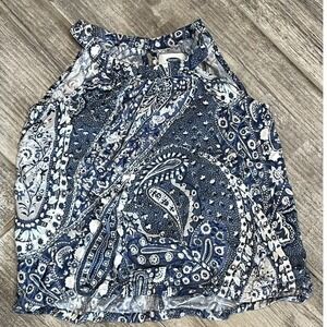 Kids Old Navy Girls Blue White Paisley High Neck Summer Flowy Tank Top Size‎ M 8